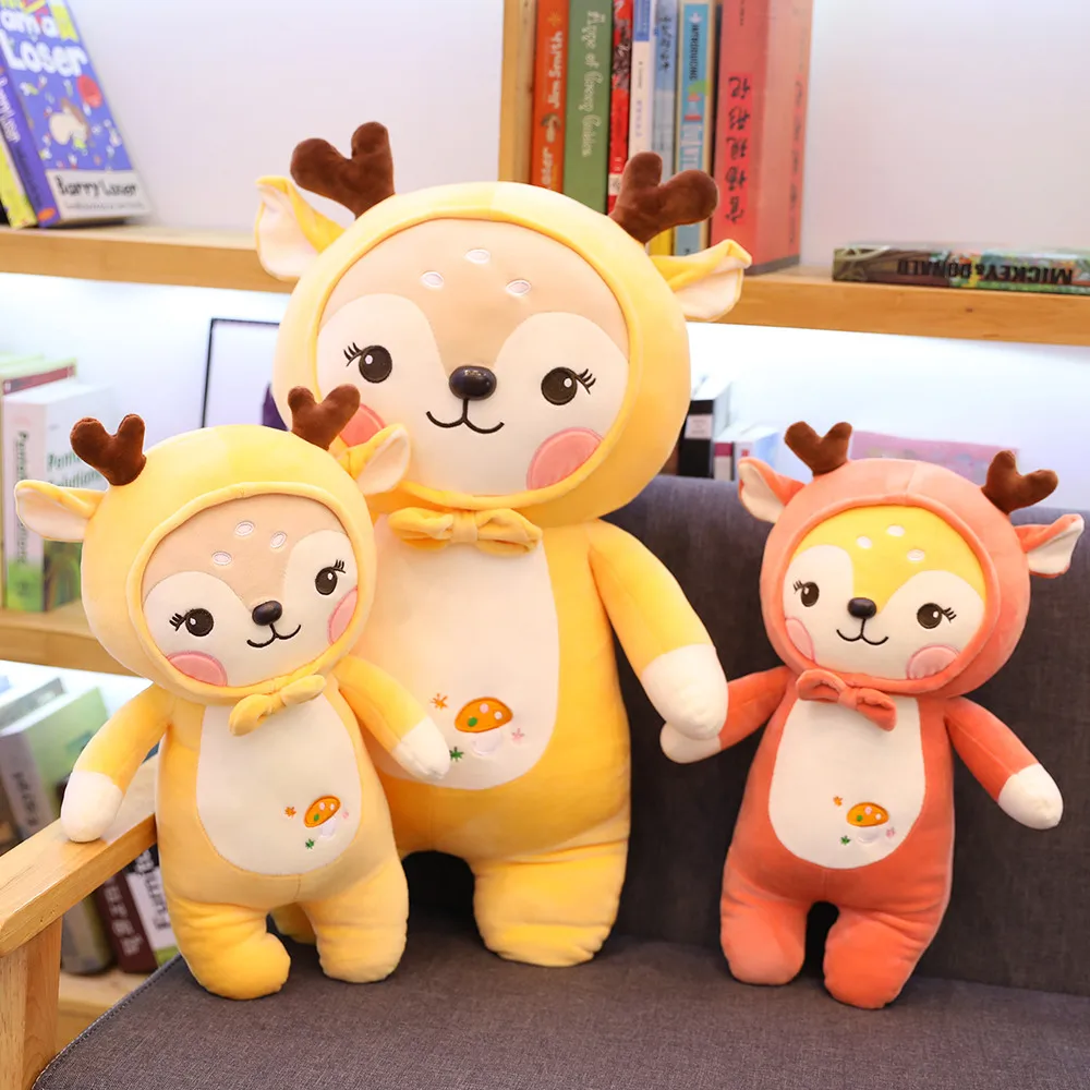 Мягкая мультяшная длинная подушка в виде животного 45 см 55 70 милый олень мягкая