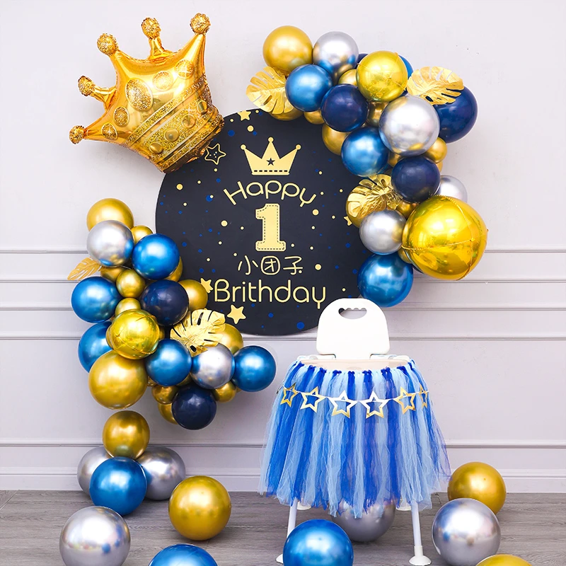 40 дюймов Большая Золотая Корона шар из алюминиевой фольги Принцесса Принц