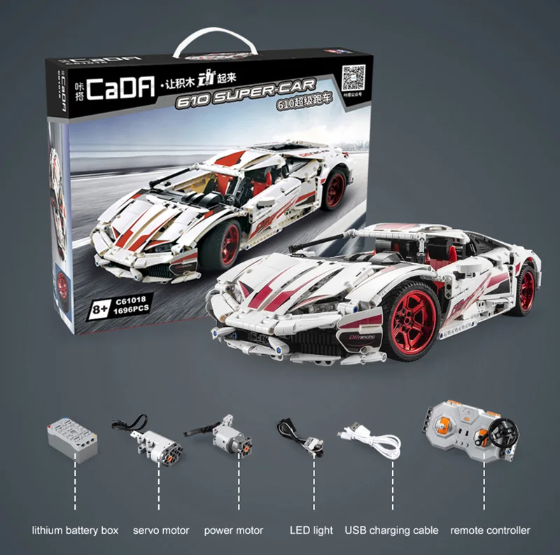 LP610 with RC Motor CADA RC LP610 Супер гоночный автомобиль кирпичи совместимые техника MOC Модели Строительные блоки дистанционное управление гоночный автомобиль игрушки для детей - Цвет: LP610 with RC Motor