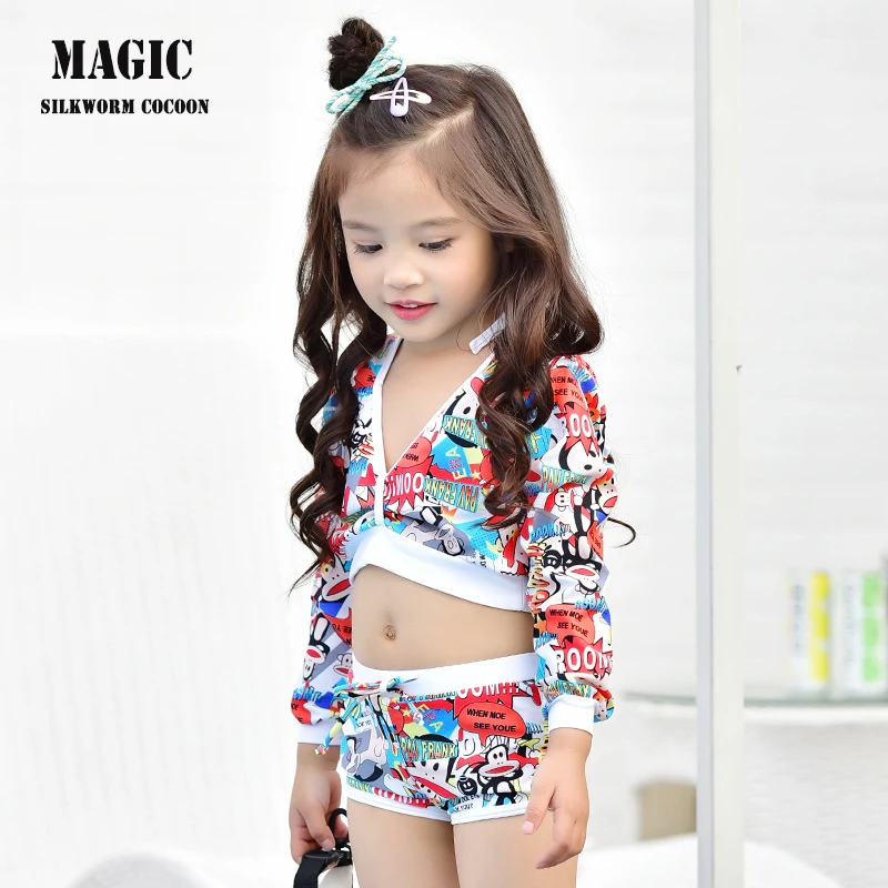 

girls swimsuit children with print skirt three -pieces separate children's swimwear beach 3 piece swimwear children swimwear