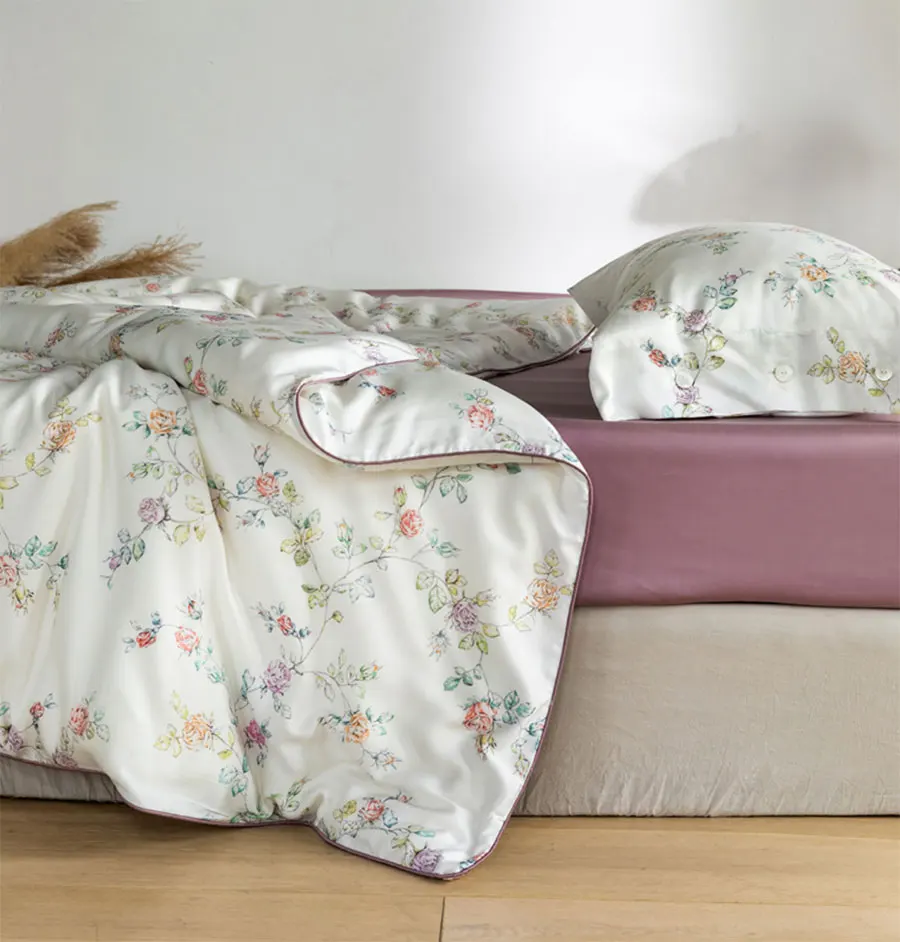 Винтаж украшенное пасторальным цветком комплект постельного белья для девочек