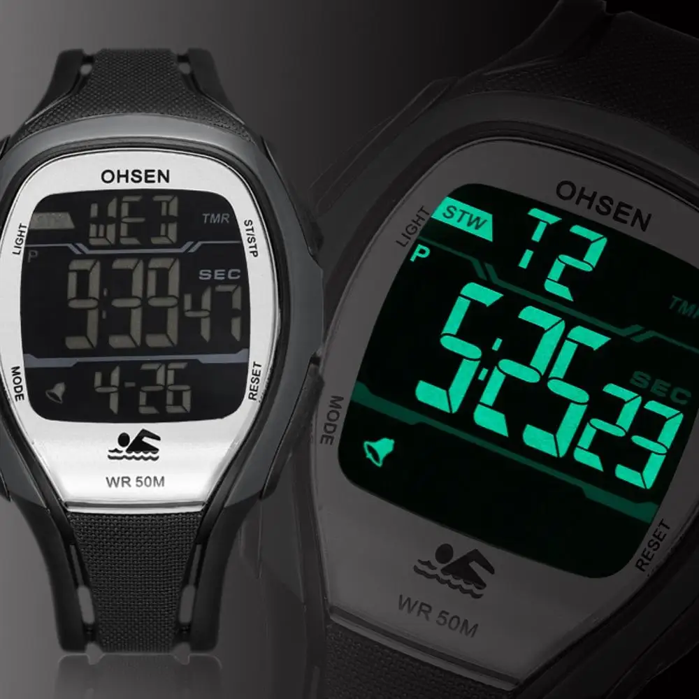 Часы наручные OHSEN Мужские с большим экраном модные цифровые спортивные армейские
