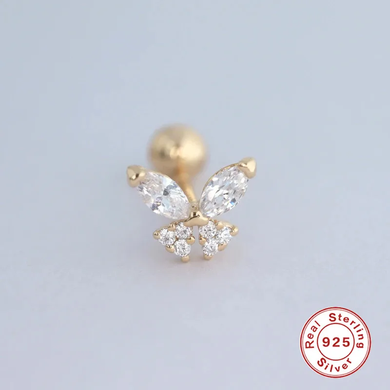 

CANNER 1Pc Butterfly Aros Plata 925 Mujer Earring For Women Stud Earring 18K Gold Piercing Oreille Mom Gift Oorbellen
