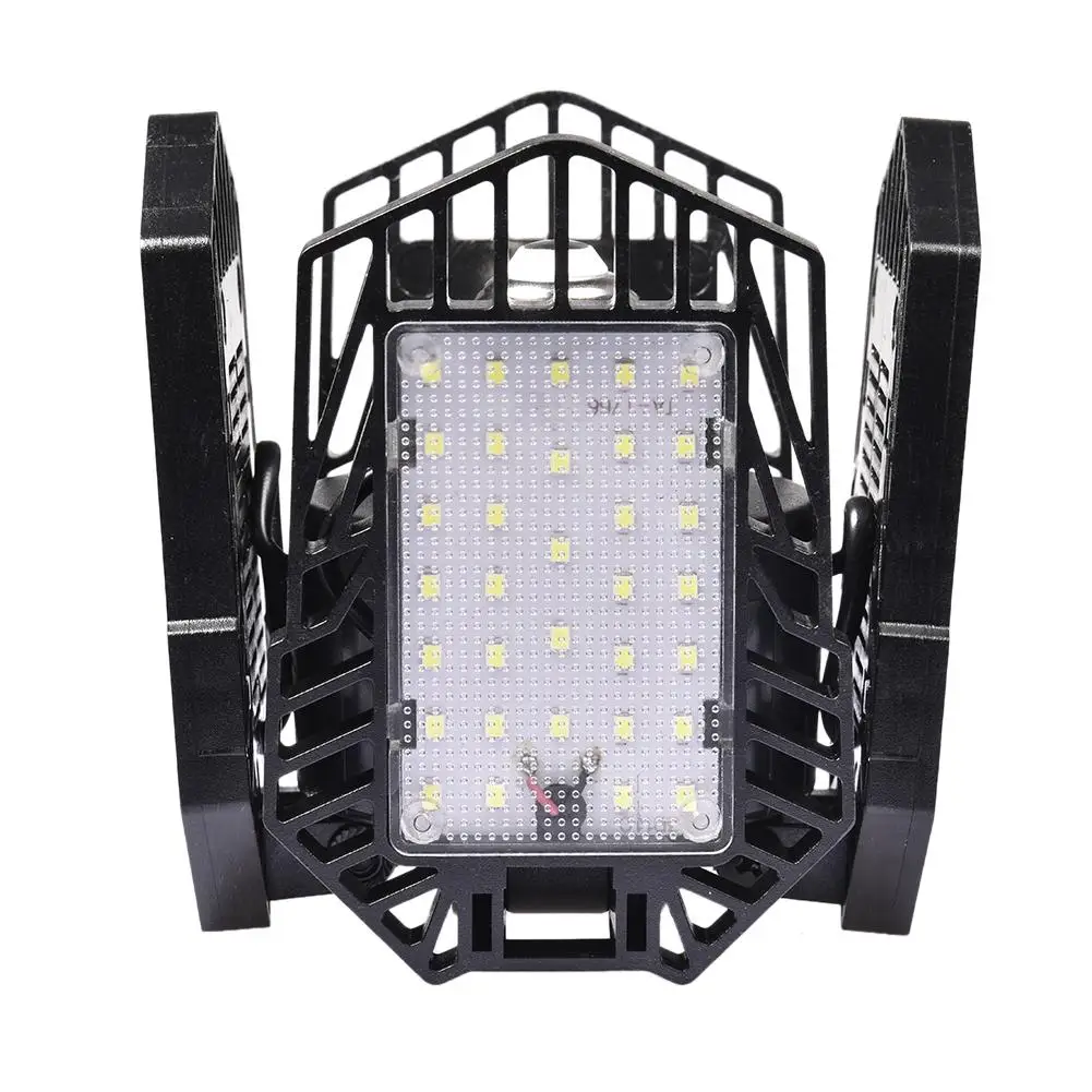 

60w LED Garage Light Deformable Industrial Lamp E27 Super Bright Ceiling Light 4 Adjustable Panels Warehouse Bar Work Shop Lamp