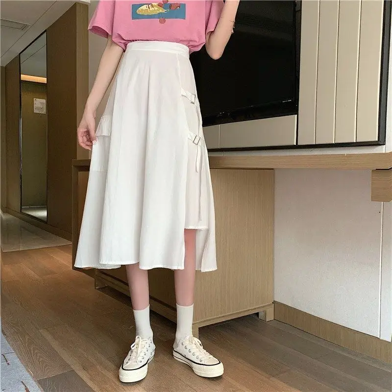 

Skirts Women Asymmetrical Design Pure Color Student Spring Schoolgirl Comfortable Mujer De Moda Ulzzang Preppy Hipster Streewear