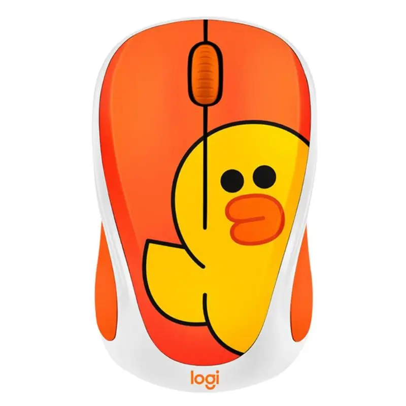 Orange Беспроводная мышь logitech LINE FRIENDS, 2,4 ГГц, мини-цветная мультяшная usb-приемник, оптическая сенсорная игровая мышь для офиса, для ПК, ноутбука - Цвет: Orange