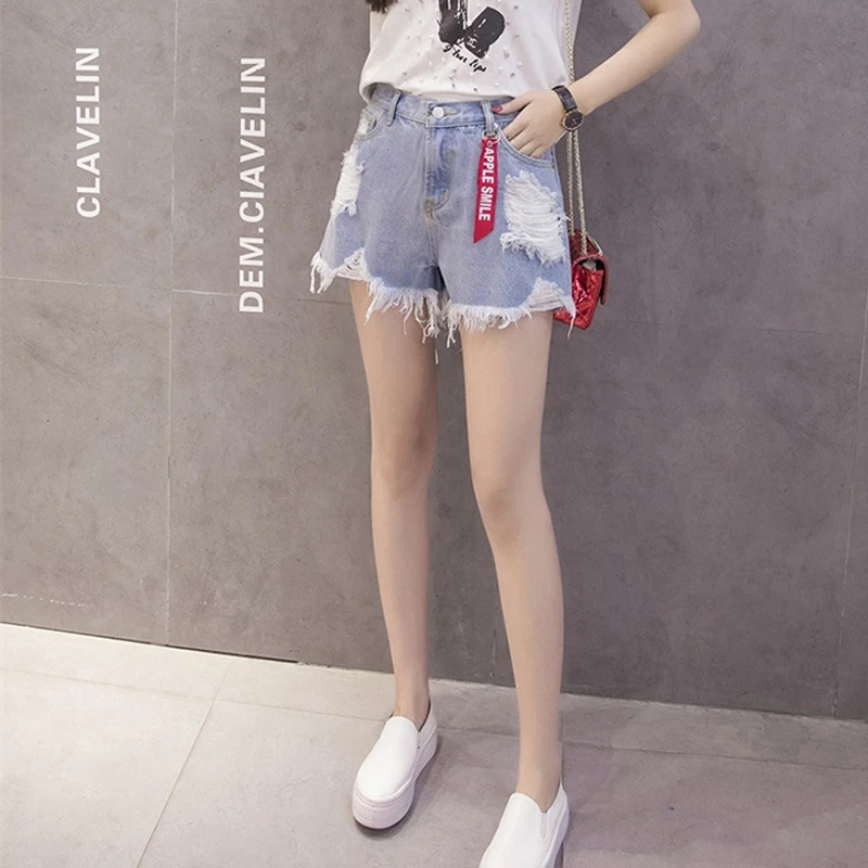 Женские рваные джинсовые шорты Zoki черные джинсы с бахромой и завышенной талией