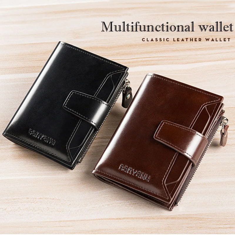 Кошелек Мужской винтажный из натуральной кожи роскошный короткий бумажник с