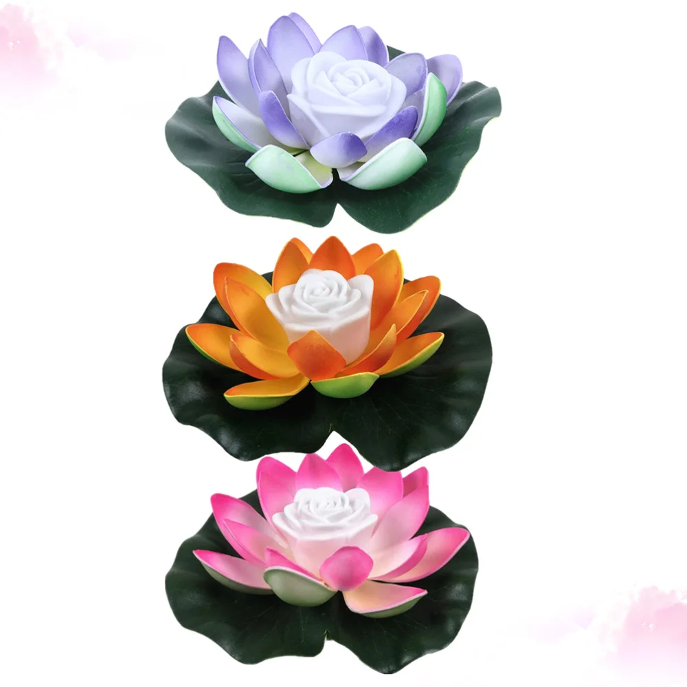 

3Pcs Water Floating Lotus Light Romantic Wishing Light Water Lantern Flower Shaped Pool Light Light With Batteries (Yello