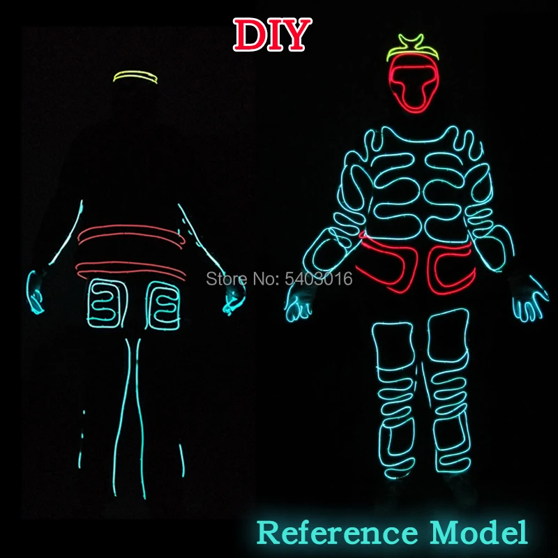 Горячая EL неоновый флуоресцентный костюм вечерние принадлежности для косплея Wire