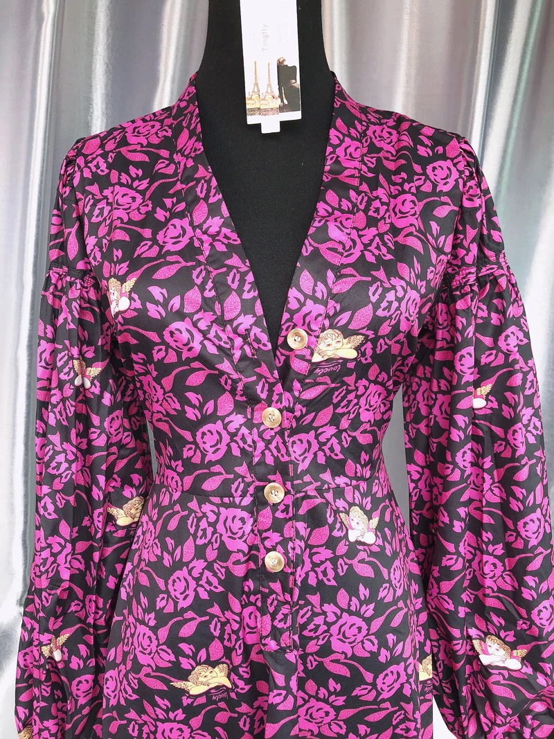 Дизайнерское модельное платье миди Tingfly с цветочным принтом Длинные вечерние