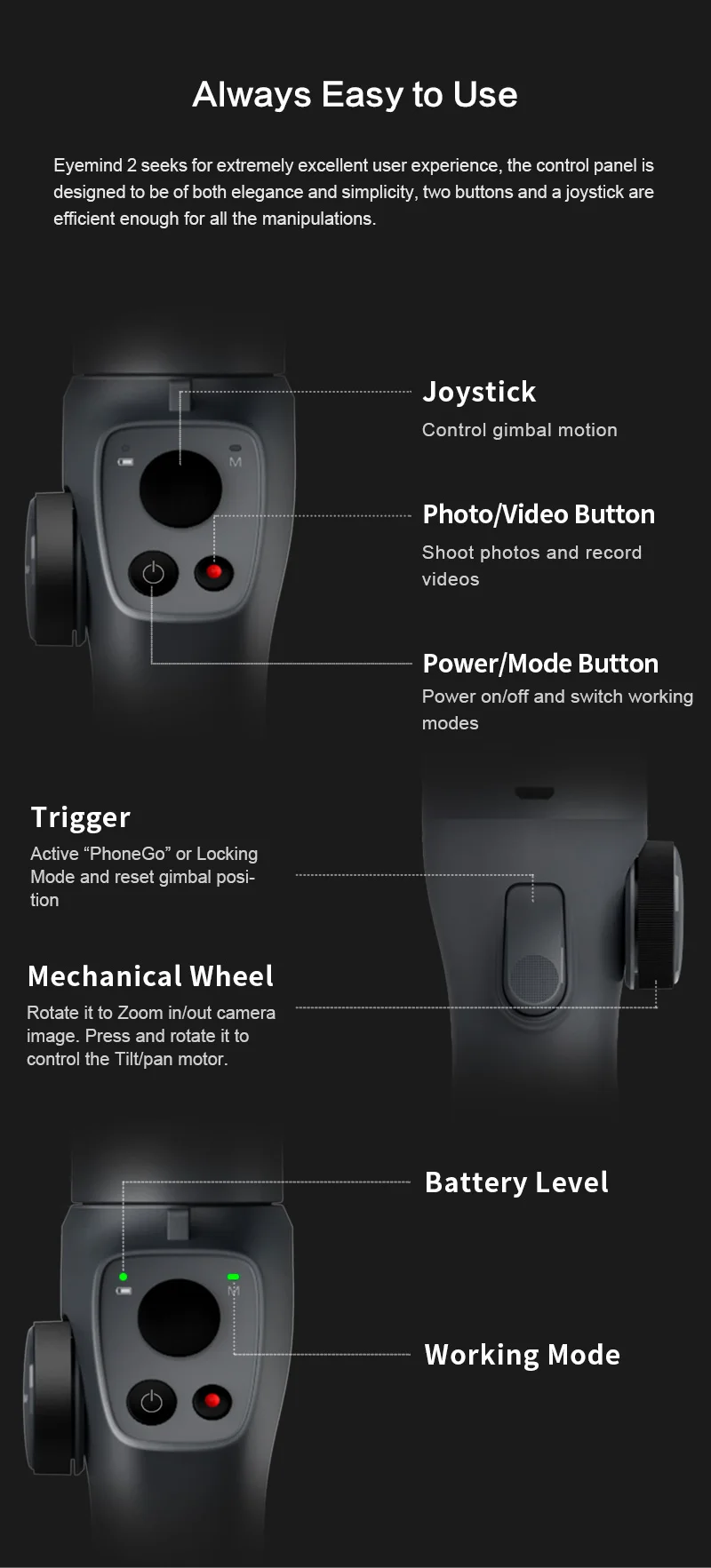 Beyondsky Eyemind 2 VS DJI Osmo 2 ручной шарнирный стабилизатор для камеры Gopro 3-Axis для iPhone смартфона Gopro экшн Камера