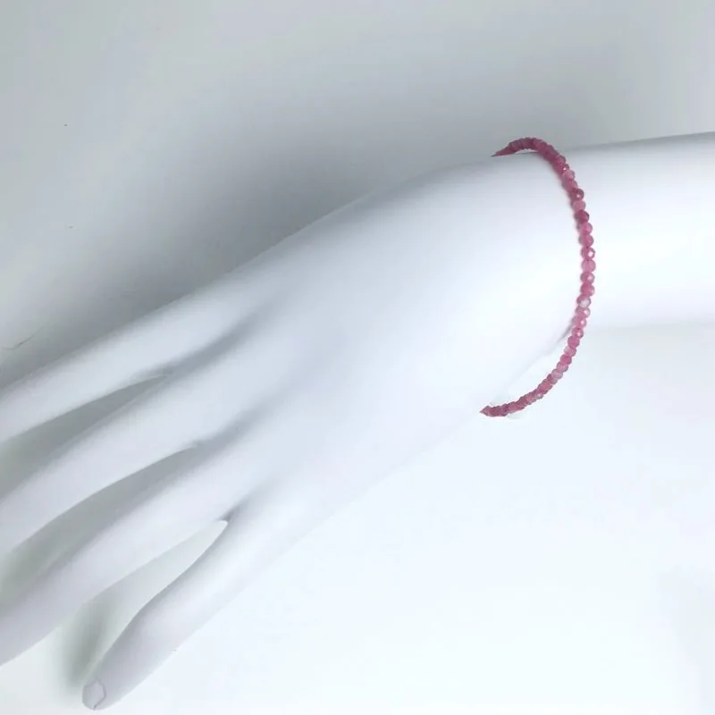 Мини-браслет из натурального камня розовый кварц аметиста 2/3/4 мм | Украшения и