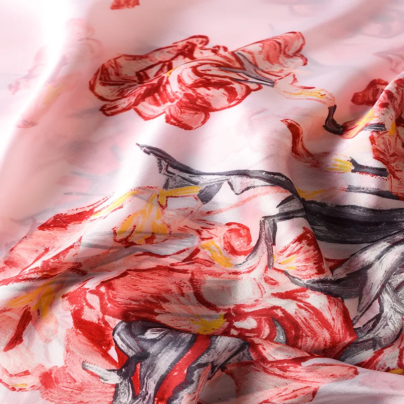

2020 autumn and winter Women new style ink flower warm silk scarves Korean version versatile scarf fashion sunscreen print shawl