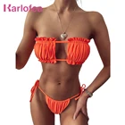 Комплект бикини Karlofea из двух предметов, сексуальные купальные костюмы с оборками и вырезом пуш-ап, пляжная одежда