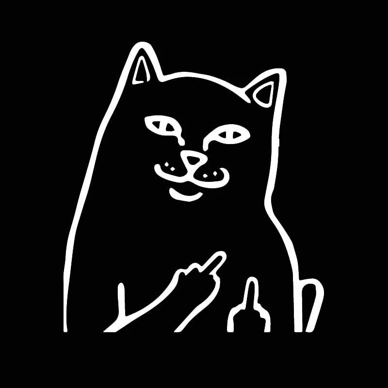 

interesting Car Sticker Cartoon Rude Funny Cat Vinyl Decal Windows Decoration for Mercedes Motorcycle Black/Silver,15cmX14cm
