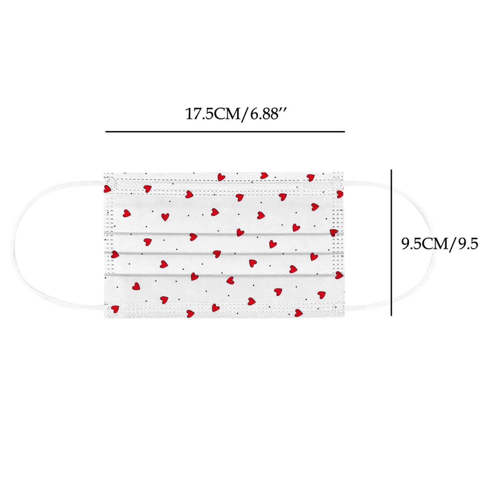 Маска одноразовая трехслойная для взрослых в горошек с принтом сердца |