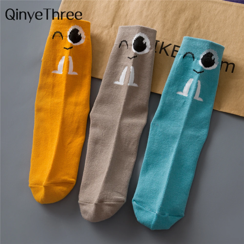 Мужские повседневные Мягкие хлопковые носки в стиле Харадзюку с веселым