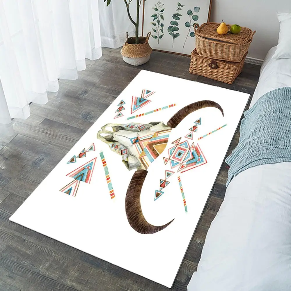 3D ковер с головой овцы для гостиной белый в богемном стиле племенные животные