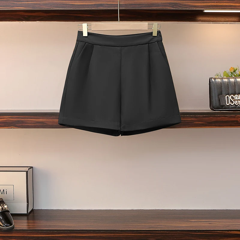 

Women Fashion Suit Long Shirt Vest Jacket Top And Short Pant Three Piece Set 2021 Summer High Street Trendy Outfit Plus Clothing