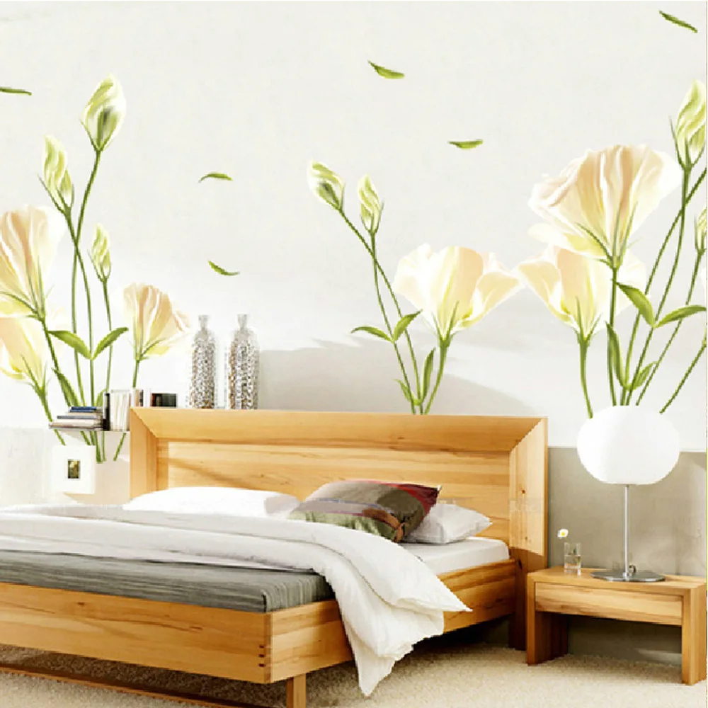 

Mural Wall Sticker Home Waterproof Removable PVC Adhesive Lily Bedroom
