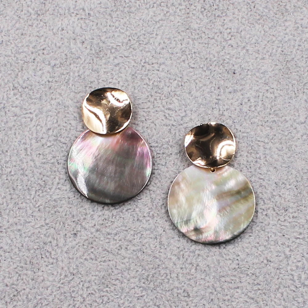 Натуральная перламутровая черная сережки в виде ракушек модные ювелирные