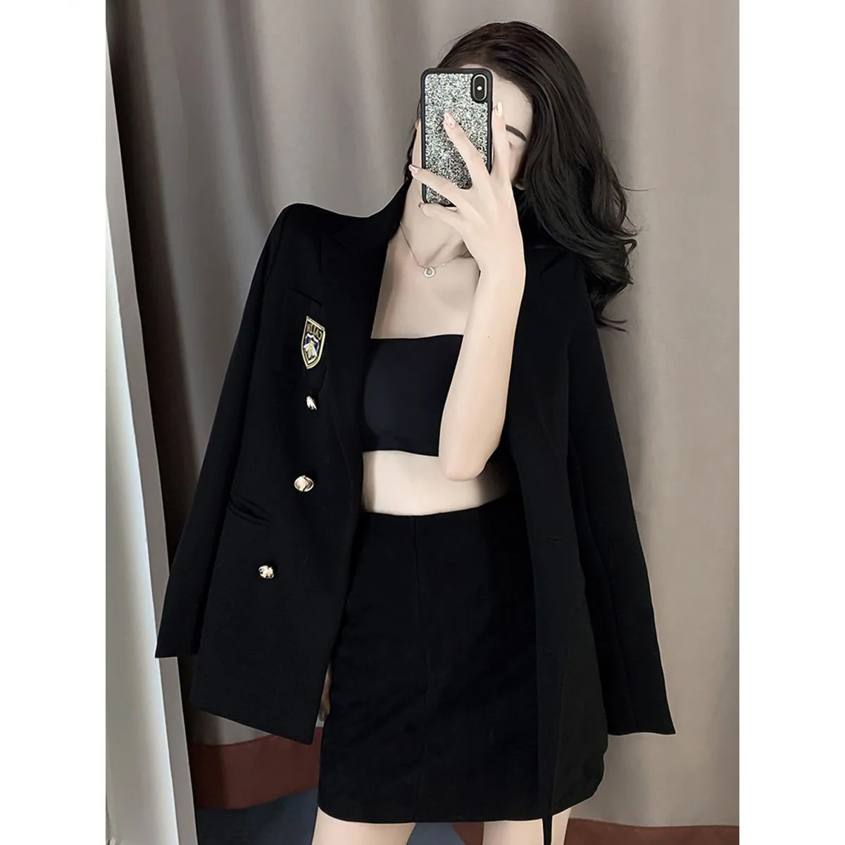 

2021 New Black Suit Jacket Women Spring And Autumn Korean Style British Style Slim Suit Coat Female Fashion Wild Women Blazer