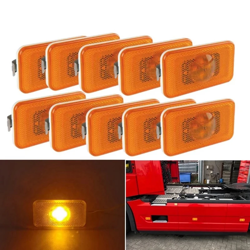 

10Pcs 24V Truck LED Side Marker Lights Truck Side Lights Turn Signals for Renault Trucks Volvo Trucks 20789440