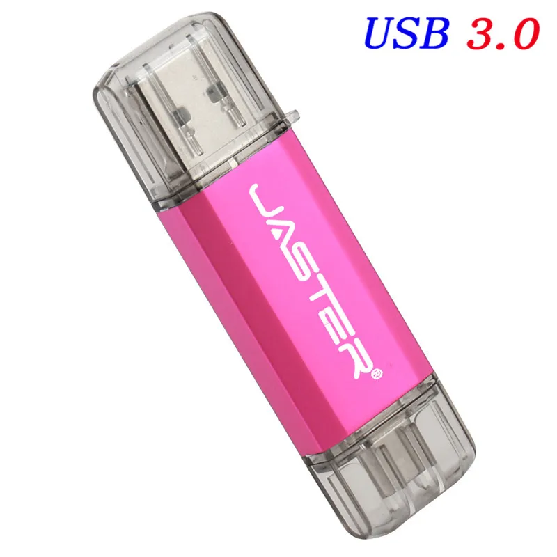 Pink JASTER USB 3,0 type-C 3,1 флеш-накопитель 64 Гб 128 Гб металлический USB флеш-накопитель для телефонов Micro USB Flash type C - Цвет: Pink
