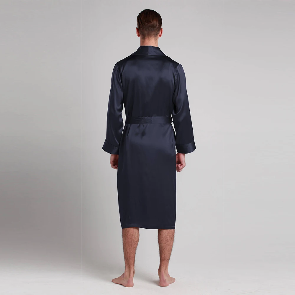 LILYSILK Silk Robe Sleepwear Kimono Men Luxury Natural Long Length Lapel Collar 22 momme Men's Clothing Free Shipping
