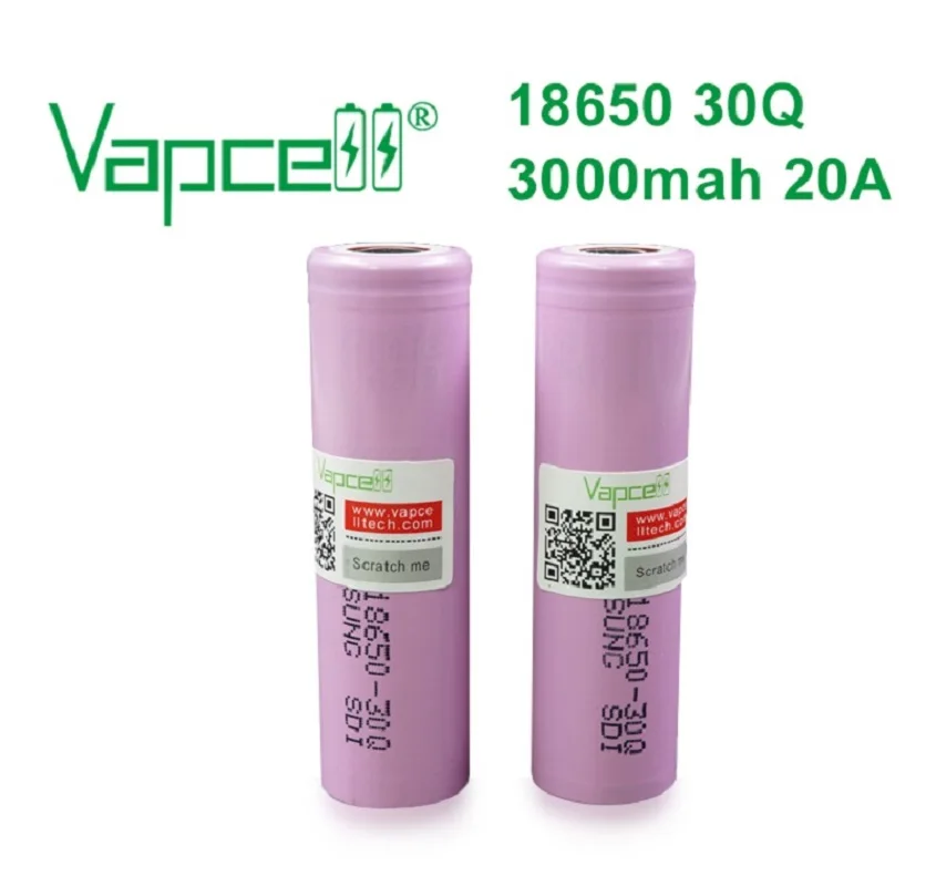 Vapcell 18650 3000mAh 20A 30Q 3,7 V литий-ионный аккумулятор высокой мощности для электроинструментов/фонарей