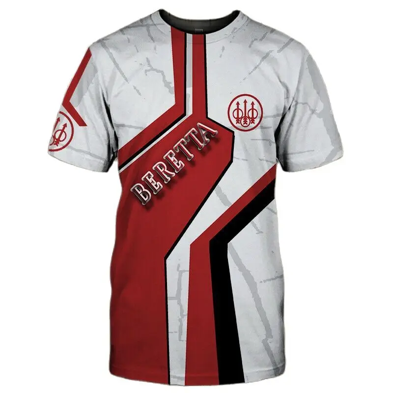 

New Beretta Logo Punisher T-shirt, High-quality Short-sleeved Top, Round Neck Sweatshirt, Oversized Men's Summer Sportswear