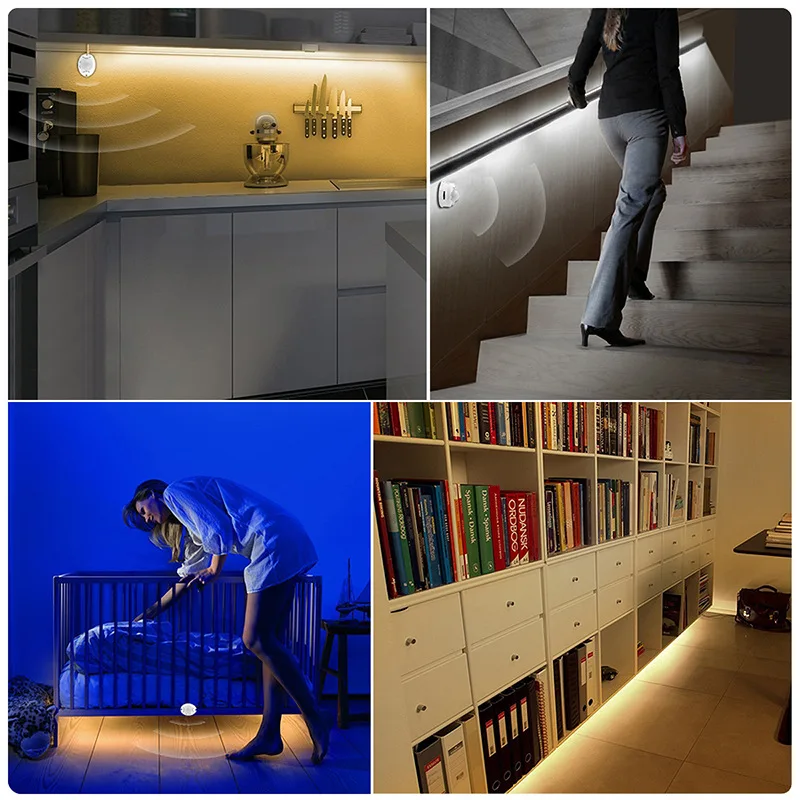 COB Led Strip Tape Light 12V 284 leds/m Width 8mm with Adapter Cabinet Door Touch Dimmer Hand Sweep PIR Motion Sensor Switch images - 6