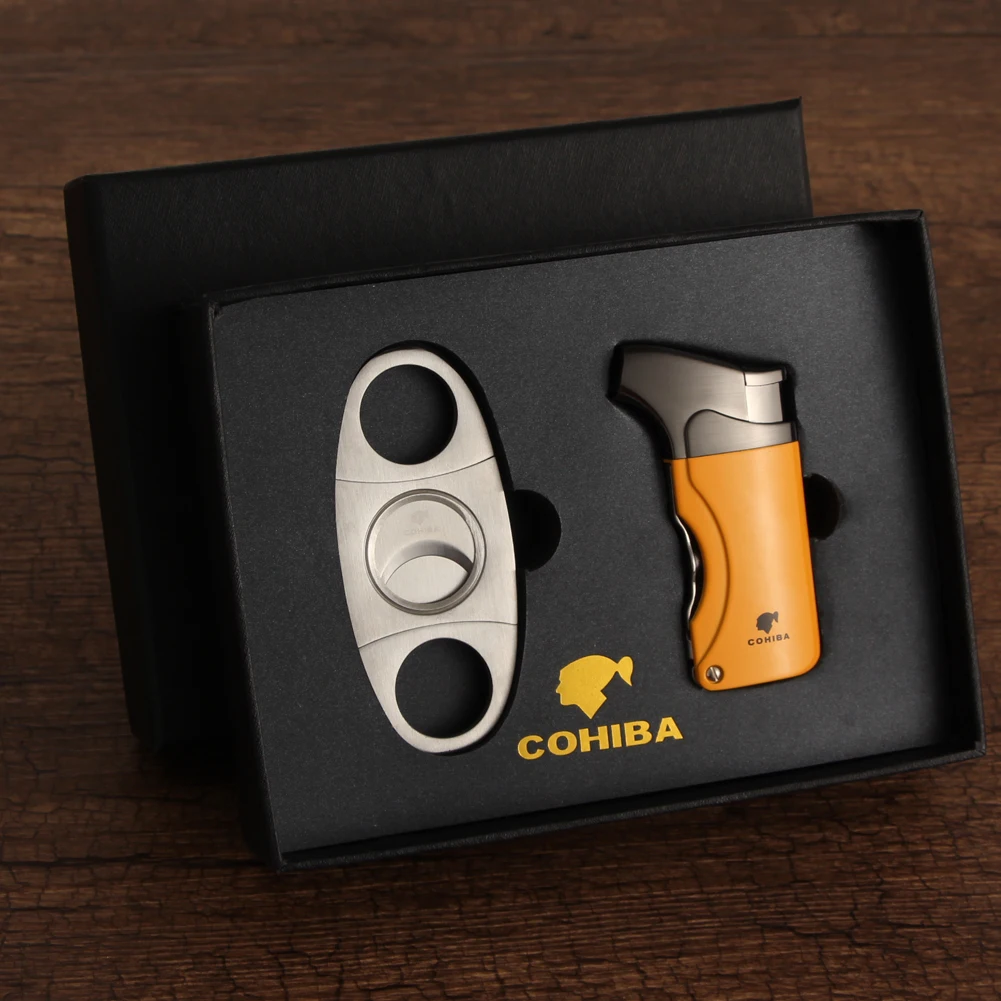 COHIBA зажигалка для сигар ветрозащитная многоразовая газовая 1 струйная Зажигалка