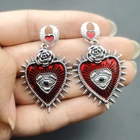 occult diablo goth piercing drop earrings personality rose heart oil bat gothic womens earings retro hanging aesthetic jewellry