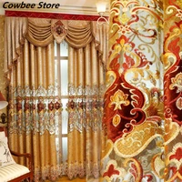 golden colorful chenille embroidered curtains high end luxury villa living room bedroom curtain cloth