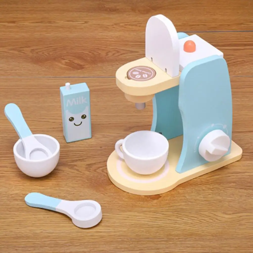 

Wooden Kitchen Pretend Play Toy Set Simulation Wooden Coffee Machine Baking Toy Baby Early Learning Educational Toys