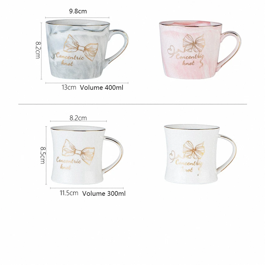 Marble Ceramic Mug Handpainted Gold Monogram Natural Marble Porcelain Coffee Mug Pink Gold Inlay Cup Creative Wedding Gift