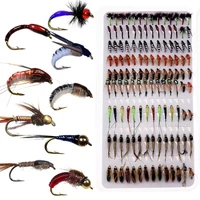 4281126pcs portable boxed dry flies nymph scud midge tying hook trout fishing fly lure baits