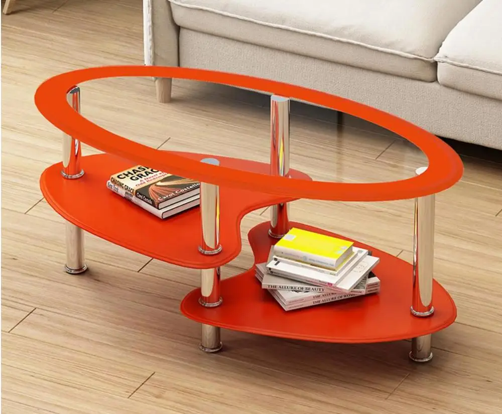 

Simple modern living room toughened glass tea table Nordic small family creative oval simple table table