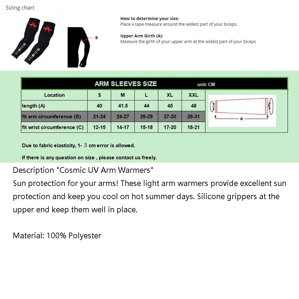 

2021 INEOS Grenadier New Men Sports Arm Compression Sleeve Cycling Arm Warmer Summer Running UV Protection Sunscreen Bands