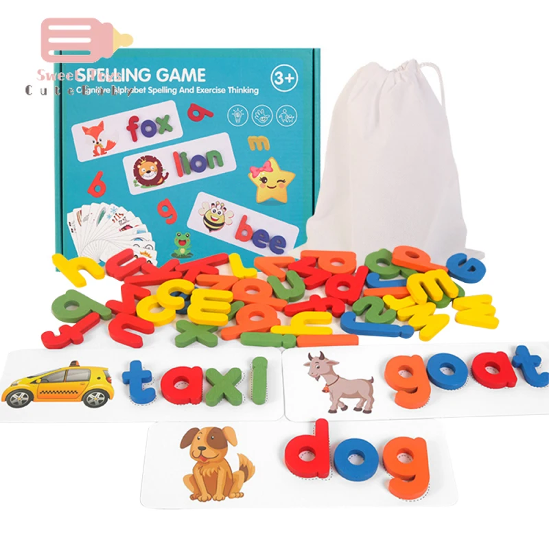 

Заклинание слова игры деревянные Игрушки для раннего обучающий пазл с изображением букв алфавита головоломки дошкольного Язык Развивающи...