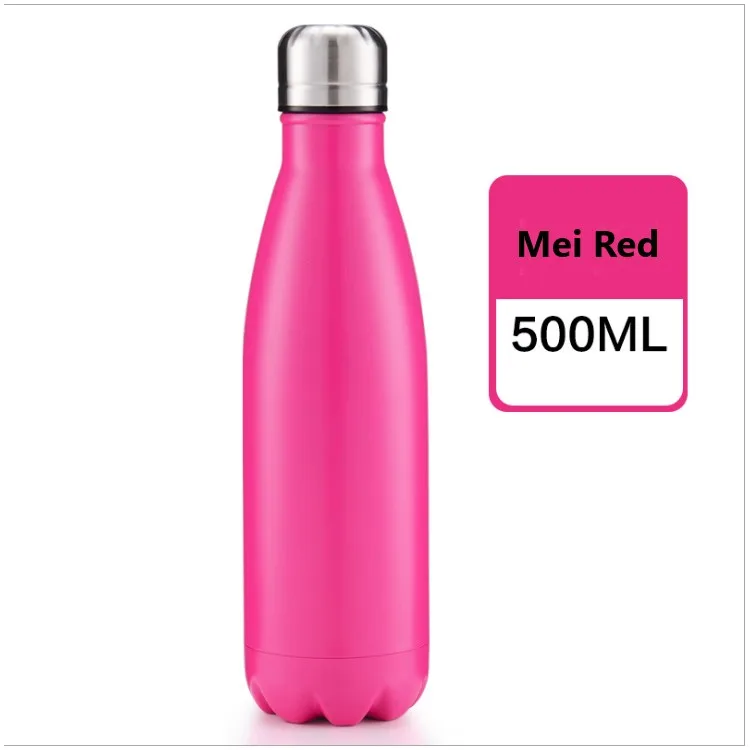 Mei Red Вакуумная бутылка 17 унций в форме колы, бутылка с двойными стенками из нержавеющей стали, бутылка для воды, спортивные напитки, холодная и горячая - Цвет: Mei Red