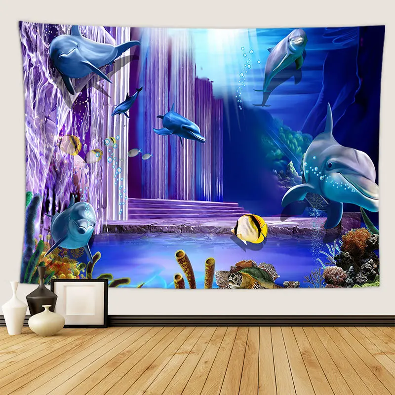 Гобелен с дельфином и русалочкой ковер для океан пляжа украшение в стиле хиппи