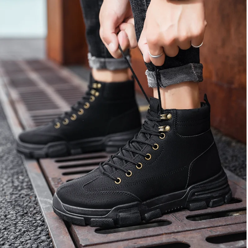 

2021 Spring and Autumn New Casual High-top Tooling Boots All-match Men's Non-slip Comfortable Men's Breathable Martin Boots
