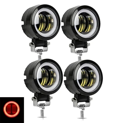 4pcs R Red halo YAIT 3 дюйма 12 В 24 в 6000 К водонепроницаемый круглый светодиодный светильник ангельские глазки бар внедорожный автомобиль лодка светодиодный светильник квадратный Halo Кольцо рабочий светильник - Цвет: 4pcs R Red halo