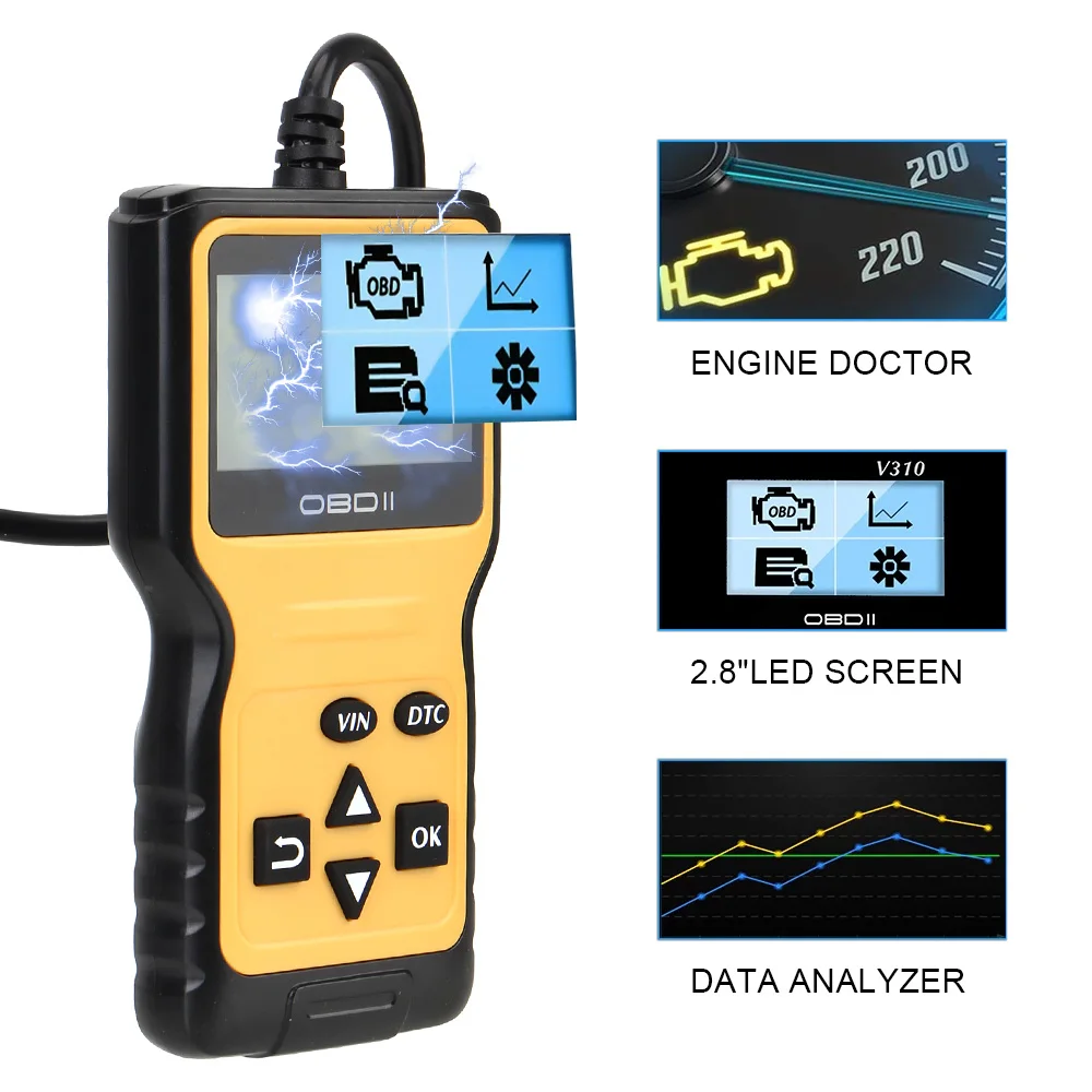 

LEEPEE Car Auto Diagnostic Tool OBDII EOBD Read/Clear Fault Scan Tool ELM 327 OBD2 Scanner V310 OBD2 Code Reader Digital Display
