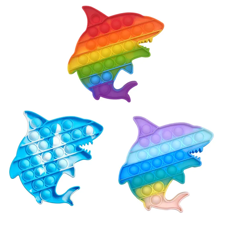 Радужный популярный антистрессовый Акулья пузырьковая игрушка-антистресс для