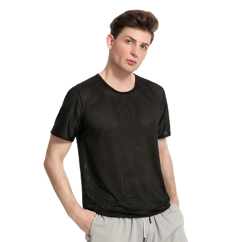 Aoliwen дышащая футболка с короткими рукавами сетка из ледяного шелка