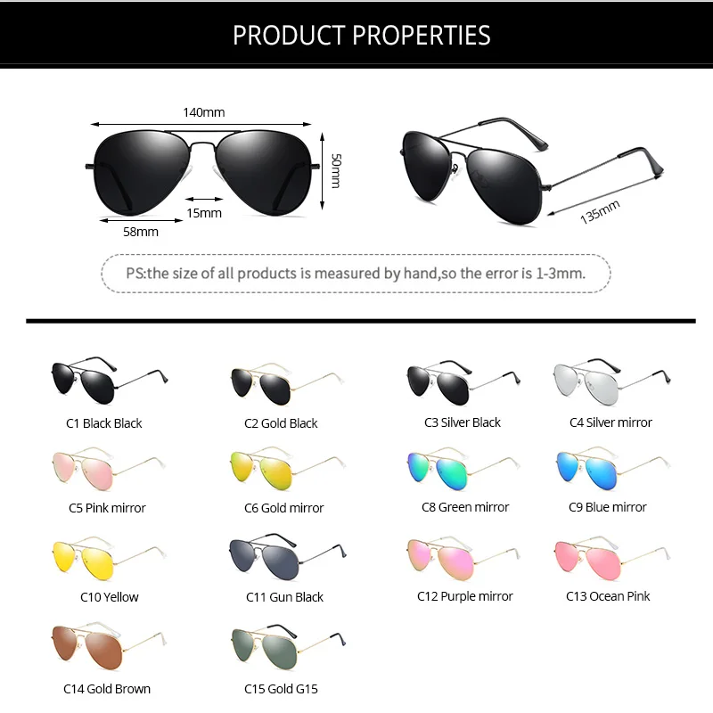 

COASION 58mm Classic Pilot Polarized Sunglasses for Men Women Ultra-light Frame Driving Sun Glasses Mirrored Lens 2020 CA1167